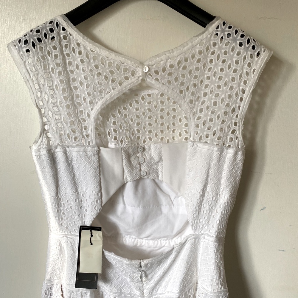 BCBG Max Adria white lace dress